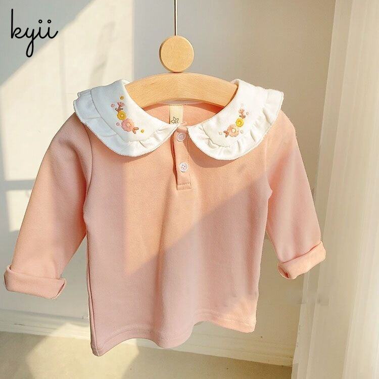 KYII Autumn Korean children fashion Shirt Collar long-sleeved shirt girls Casual Top kyii0076