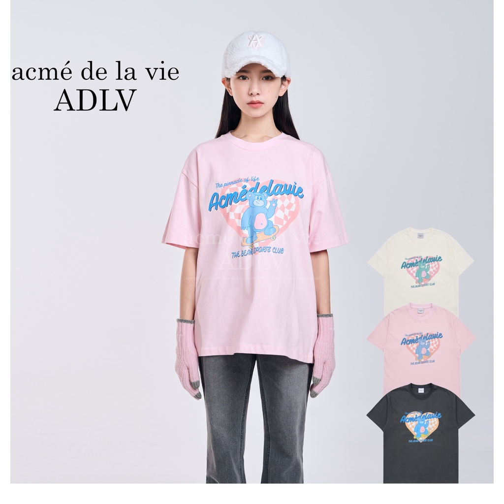 [acme de la vie] CHECKERBOARD HEART BEAR SHORT SLEEVE T-SHIRT 100％ Authentic ADLV