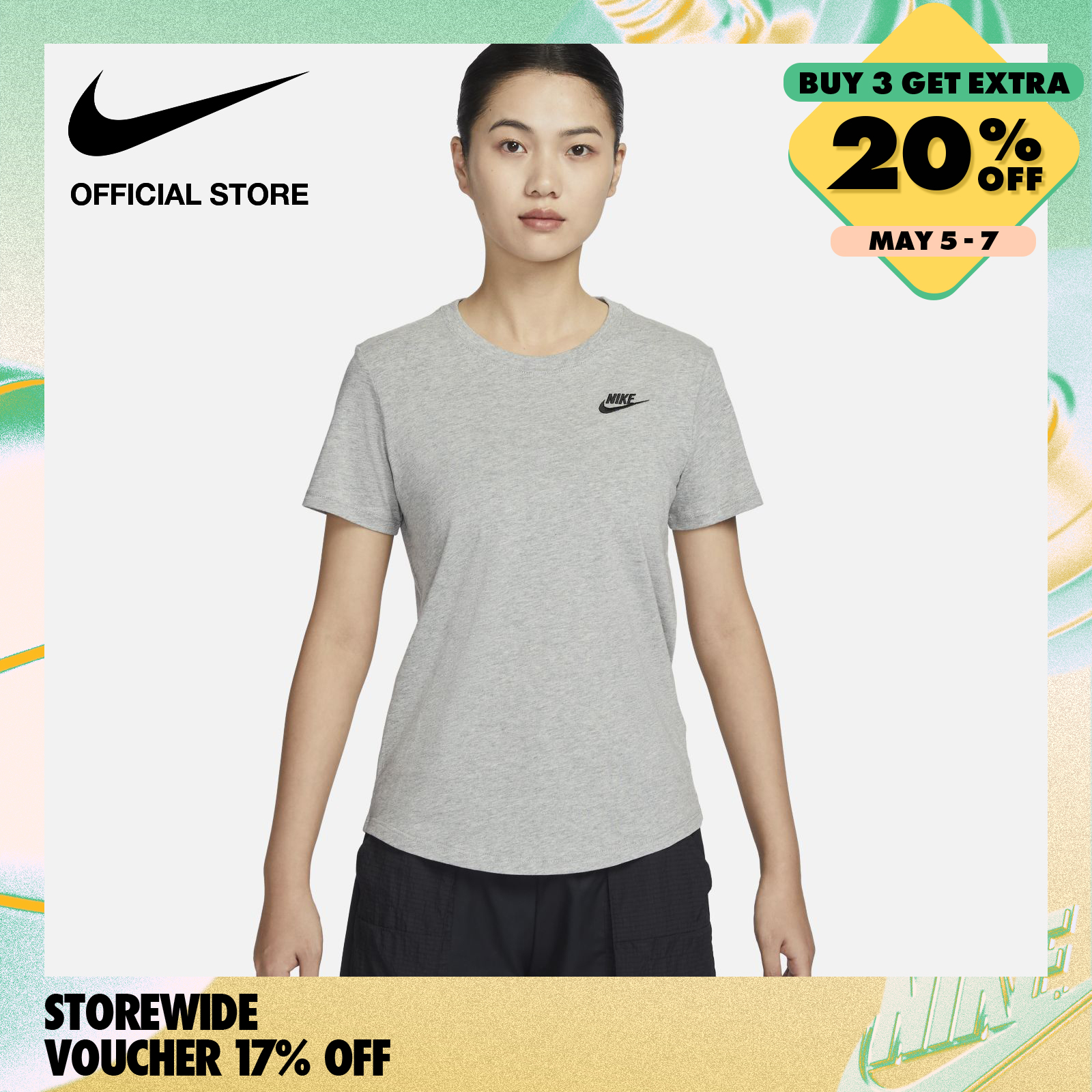 Nike Women's Sportswear Club T-Shirt - Dark Grey Heather